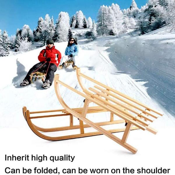折りたたみ式雪そり、大人と子供用の木製スキーそり、冬の屋外スキースノーレーサー 株式会社錦ブナ材で作られたフレーム、35.4*14.9*10.6インチ、220ポンド 折りたたみ式雪そり、大人と子供用の木製スキーそり、冬の屋外スキー