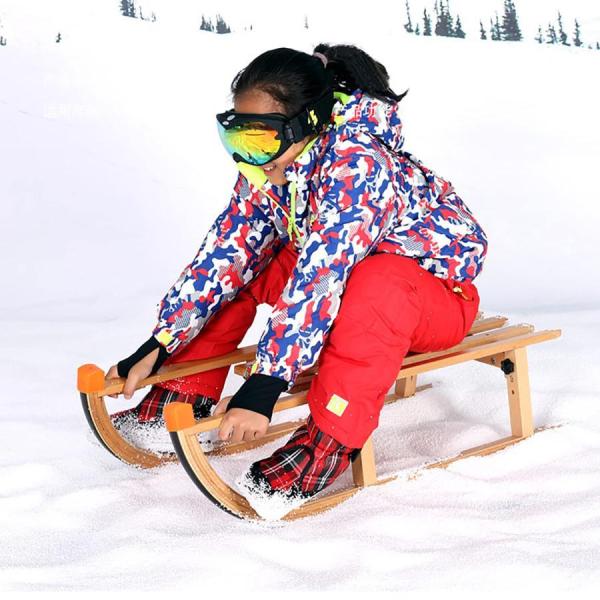 折りたたみ式雪そり、大人と子供用の木製スキーそり、冬の屋外スキースノーレーサー 株式会社錦ブナ材で作られたフレーム、35.4*14.9*10.6インチ、220ポンド 折りたたみ式雪そり、大人と子供用の木製スキーそり、冬の屋外スキー