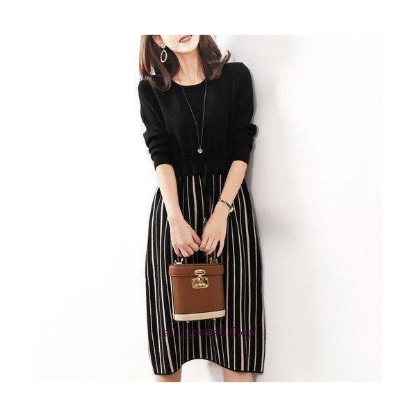 ドッキングワンピース 20代 30代 40代 50代 通勤 オフィス ひざ丈