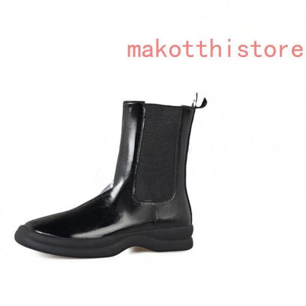 レディース ショートブーツ 本革 サイドゴアブーツ 牛革 ローヒール チェルシーブーツ 錦 厚底 身長アップ アンクルブーツ プラットフォーム レザー 4.5cm