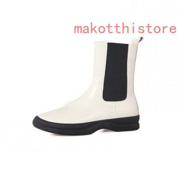 レディース ショートブーツ 本革 サイドゴアブーツ 牛革 ローヒール チェルシーブーツ 錦 厚底 身長アップ アンクルブーツ プラットフォーム レザー 4.5cm
