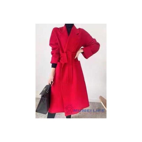 ウール100％ロングコート リバーコート ダブルフェイスコート 一枚