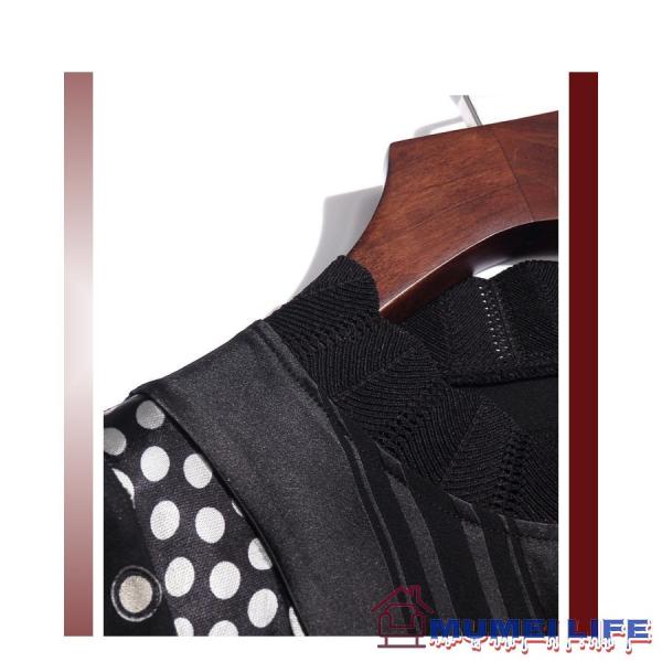 ライン ドット柄 ロング丈 結婚式ワンピース フォーマルドレス お食事