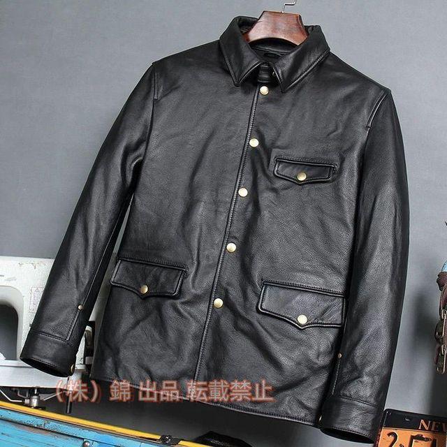 特売！保証 カウハイド 復刻50's ドライビングコート レザージャケット ブラック サイズ選択可株式会社錦 カーコート ブレーキマン 牛革