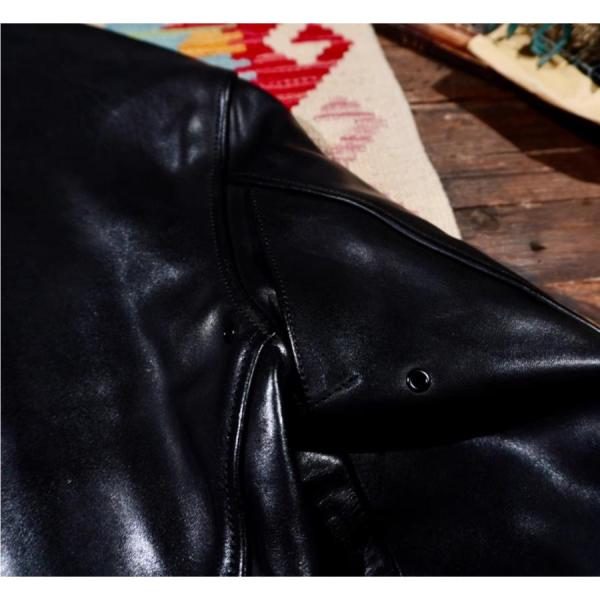 超人気☆1.5mm 茶芯ホースハイド 30'sスタイル シングルライダース レザージャケット ブラック 株式会社錦 トスカーナ植物鞣し革 馬革