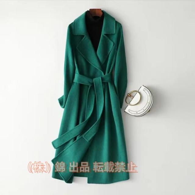ウール100％ロングコート　リバーコート　ダブルフェイス　一枚仕立て　大きいサイズ有り　Sから2L 株式会社錦ほっそり効果大通勤20代30代40代50代60代