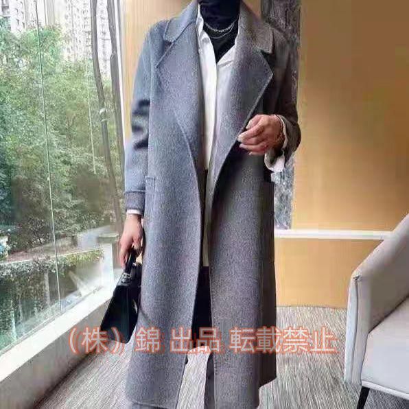 上品ロングコート　ウール100% リバーコート　ダブルフェイスコート　一枚仕立て　デカポケット　株式会社錦グレー　　防寒　大人