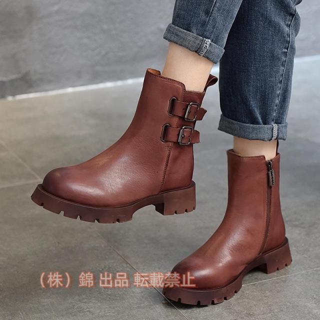 ブーツ レディース エンジニアブーツ ショートブーツ 春ブーツ 春 黒 ゆったり ショート ブーツ錦 厚底靴 疲れない 歩きやすい ミドルブーツ ワイズ 3E 幅広