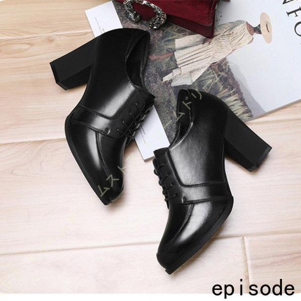 レディースオックスフォードシューズチャンキーヒールローファー本革