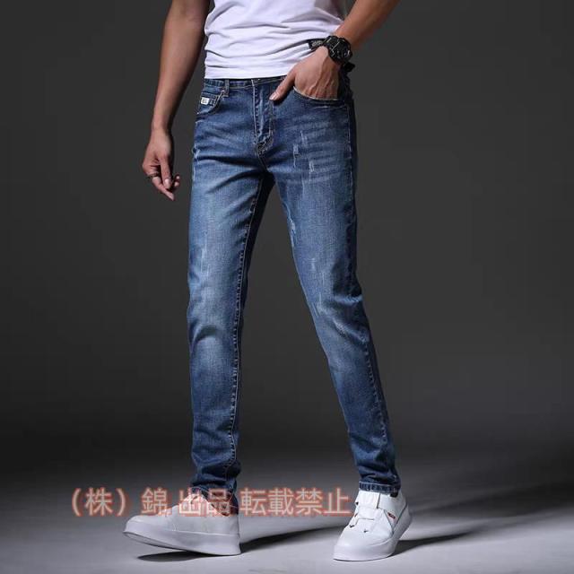 ジーンズ メンズ ストレート スキニーパンツ デニムパンツ タイト 細身 株式会社錦 細い スリム かっこいい ストレッチ ダメージ お洒落 細見える
