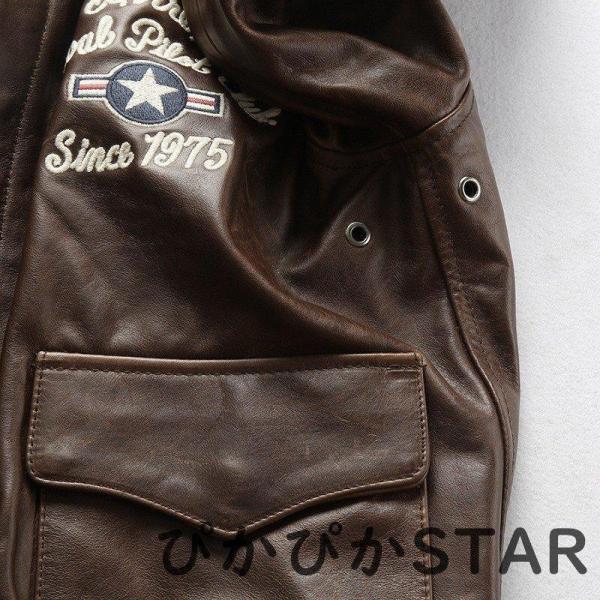 本革フライトジャケット 刺繍 アメリカA2空軍服 ライダースジャケット