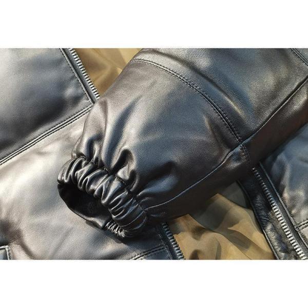 ダウンジャケット シープスキンカーハイドパッチワーク羊革 レザー