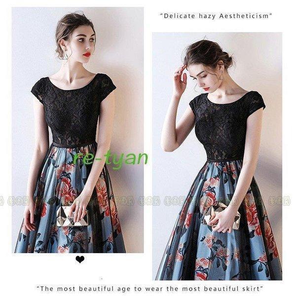 カラードレス花柄ロングドレスイブニングドレスウェディングドレス安い