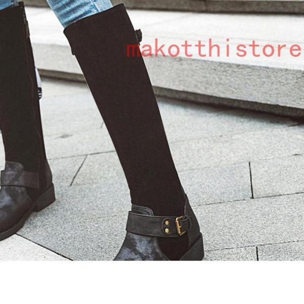 ロングブーツスエード調ロングブーツ筒周り太いブーツレディース履き口