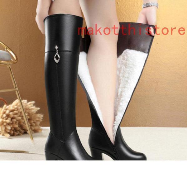 ハイヒール裏起毛ジョッキーブーツレディース乗馬ブーツロング丈サイド