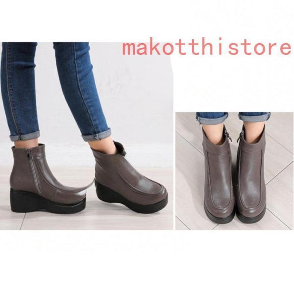 厚底ウェッジソール本革7センチヒールブーツレディースエンジニア