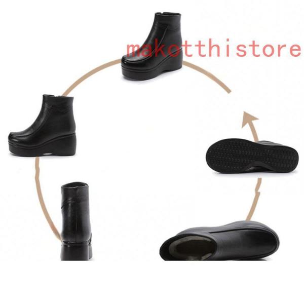 厚底ウェッジソール本革7センチヒールブーツレディースエンジニア