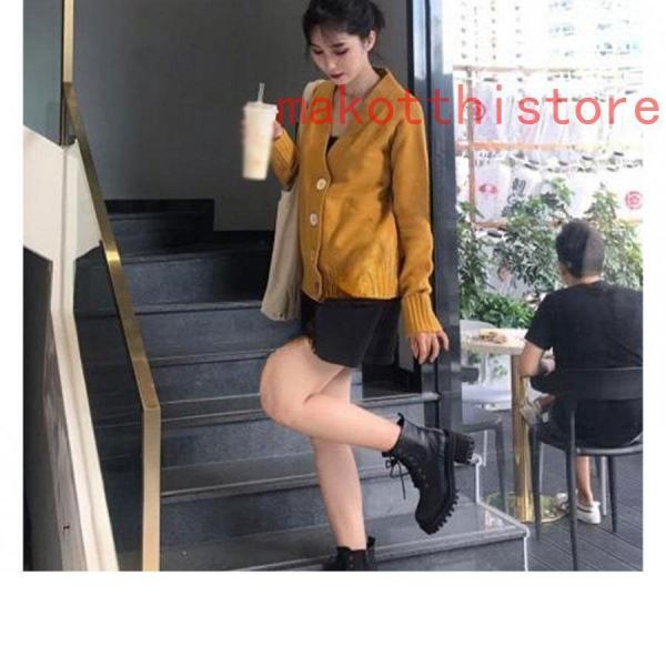 ブーツ ラウンドトゥ トラックソール レースアッ 厚底 編み上げ ワーク