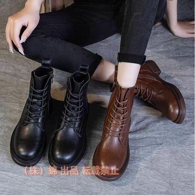 ショートブーツ編み上げレースアップブーツ春ブーツワイズ3E幅広ワークブーツ25cm3L袴ブーツおしゃれワークブーツ株式会社錦厚底ブーツレディース長時間