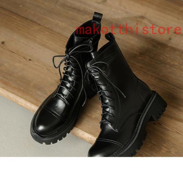 レディース ブーツ シューズ 8ホール 革靴 皮靴 本革 レースアップ クラシック 錦 トレッキング シューズ 通気性 アウトドア 日常着用 安定感有通勤通学 4.5cm