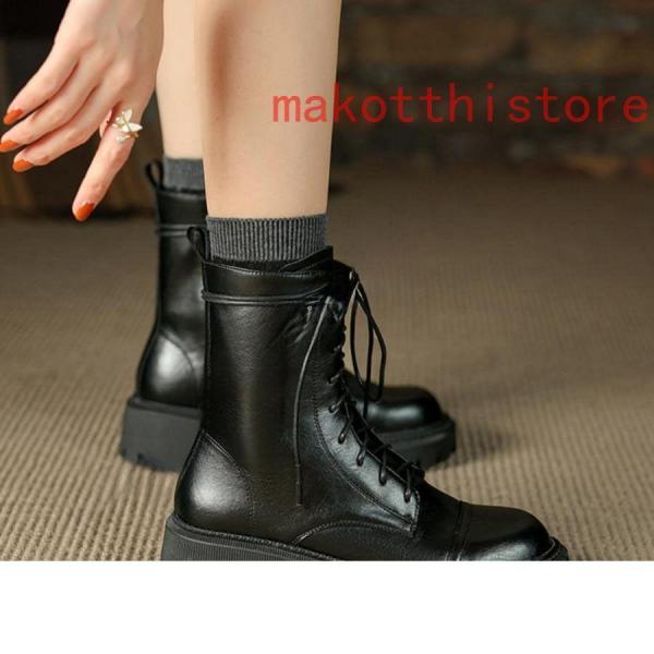 レディース ブーツ シューズ 8ホール 革靴 皮靴 本革 レースアップ クラシック 錦 トレッキング シューズ 通気性 アウトドア 日常着用 安定感有通勤通学 4.5cm
