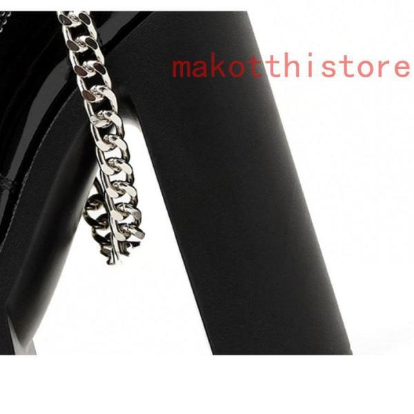 ショートブーツ ジャンヌ ダルク風 太ヒール 編み上げブーツ レースアップ 錦 袴ブーツ パンク靴 大きいサイズ 24.0cm サイドジップ 歩きやすい チェーン付き