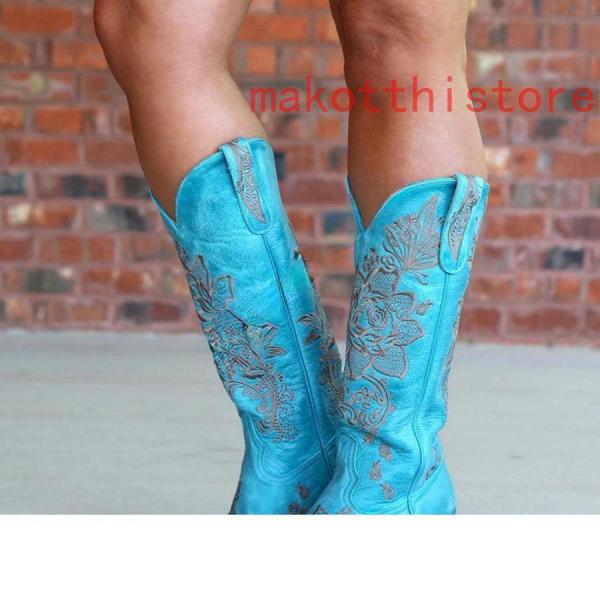 ウエスタンブーツレディース本革調ミドルブーツレディースブーツ