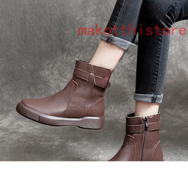 レディースショートブーツぺたんこアンクルブーツ春秋冬防寒滑り止め錦