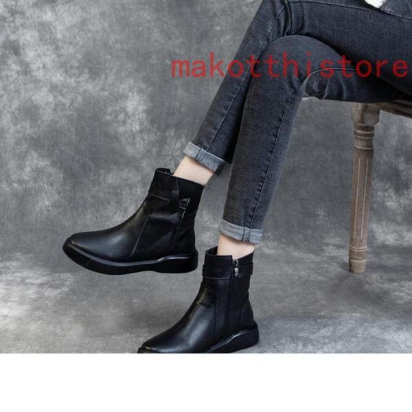 レディースショートブーツぺたんこアンクルブーツ春秋冬防寒滑り止め錦