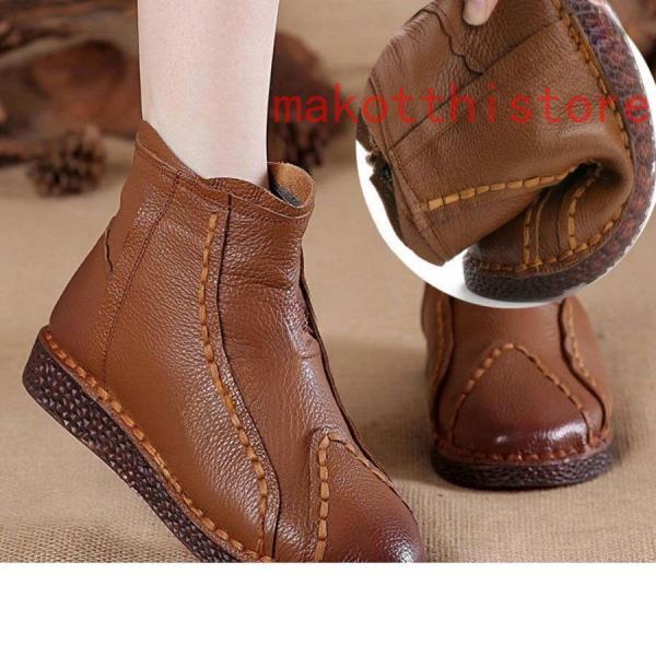 サイドジッパー付きサイドゴアブーツレディースショートブーツカジュアルぺたんこフラット歩きやすいコンフォート株式会社錦ラウンドトゥ本革歩きやすい サイドジッパー付きサイドゴアブーツレディースショートブーツ