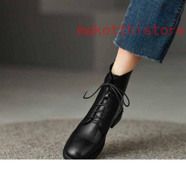 ブーツレディース疲れない靴レースアップショートブーツ編み上げブーツ