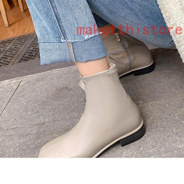 ブーティー ショートブーツ 黒 スクエアトゥ オフィス ビジネス 定番