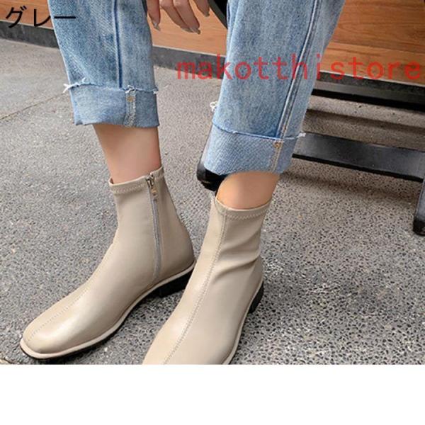 ブーティー ショートブーツ 黒 スクエアトゥ オフィス ビジネス 定番