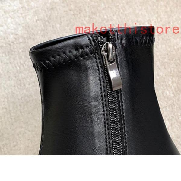 ブーティー ショートブーツ 黒 スクエアトゥ オフィス ビジネス 定番