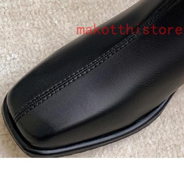 ブーティー ショートブーツ 黒 スクエアトゥ オフィス ビジネス 定番