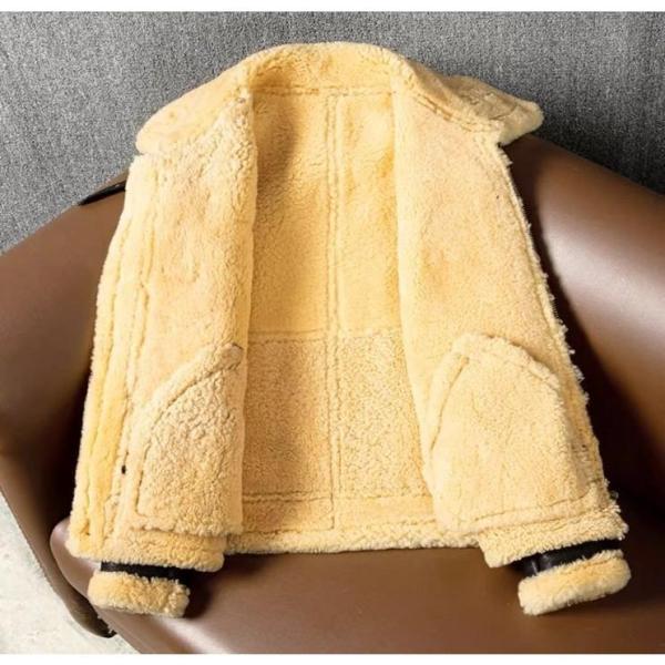 美品 フライトジャケット レザージャケット 羊革 ムートン 毛皮 本革S