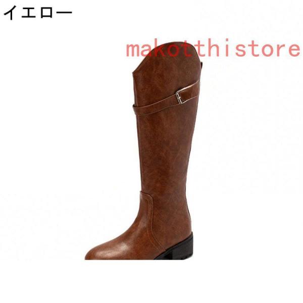 ロングブーツ 大きいサイズ 3L 25.0cm ベルトバックル ロングブーツ ジョッキーブーツ 歩きやすい ヒール4cm 黒 レディース靴 株式会社錦秋ブーツ コスプレ