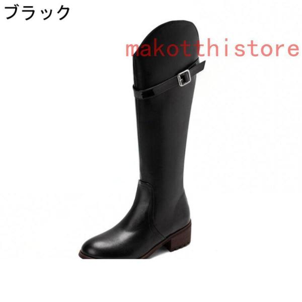 ロングブーツ 大きいサイズ 3L 25.0cm ベルトバックル ロングブーツ ジョッキーブーツ 歩きやすい ヒール4cm 黒 レディース靴 株式会社錦秋ブーツ コスプレ