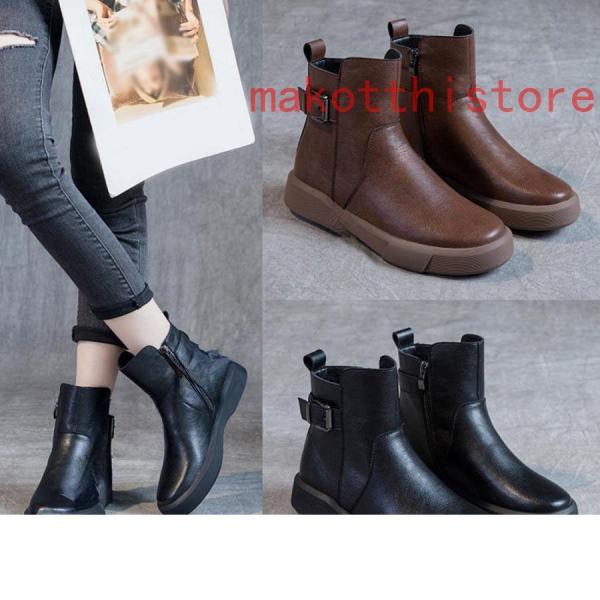 ブーツ ショートブーツ サイドジッパー ローヒール レディース 本革 錦 大きいサイズ 小さいサイズ アンクルブーツ 軽量 疲れにくい 滑り止め ぺたんこ 3cm ブーツ ショートブーツ サイドジッパー ローヒール レディース 本革 錦