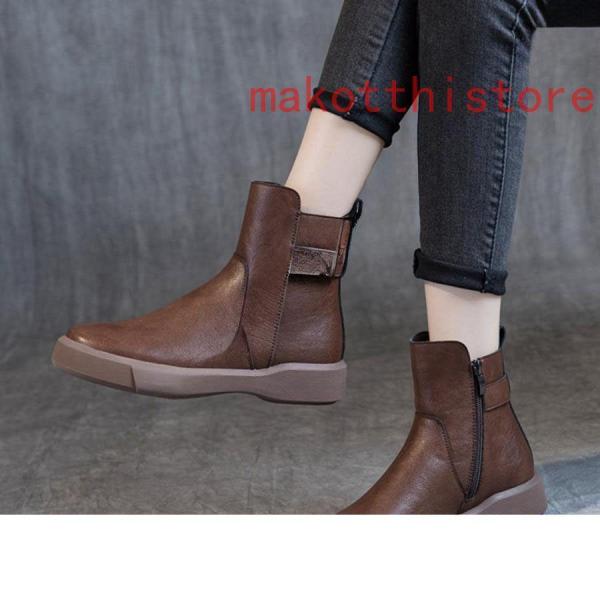 ブーツ ショートブーツ サイドジッパー ローヒール レディース 本革 錦 大きいサイズ 小さいサイズ アンクルブーツ 軽量 疲れにくい 滑り止め ぺたんこ 3cm ブーツ ショートブーツ サイドジッパー ローヒール レディース 本革 錦