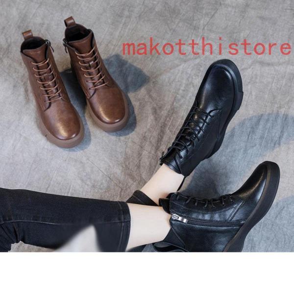 本革レースアップブーツ大きいサイズブーツ牛革レディース袴ブーツ
