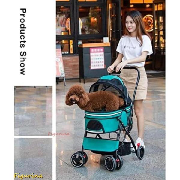 KIKIIペットカート 犬用ベビーカー 犬 猫バギー 4輪 小型犬 中型犬カート 多頭 対面推し可能 前輪360°回転 後輪ブレーキ付 メッ ペットカート : KIKII ペットカート 犬用ベビーカー 犬 猫