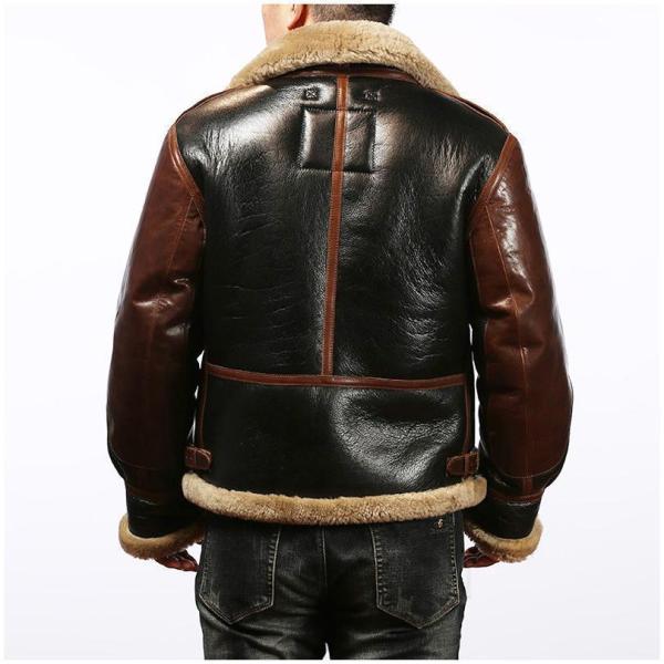 6ムートンジャケット 復古調 本革フライトジャケット 切り替え 馬革