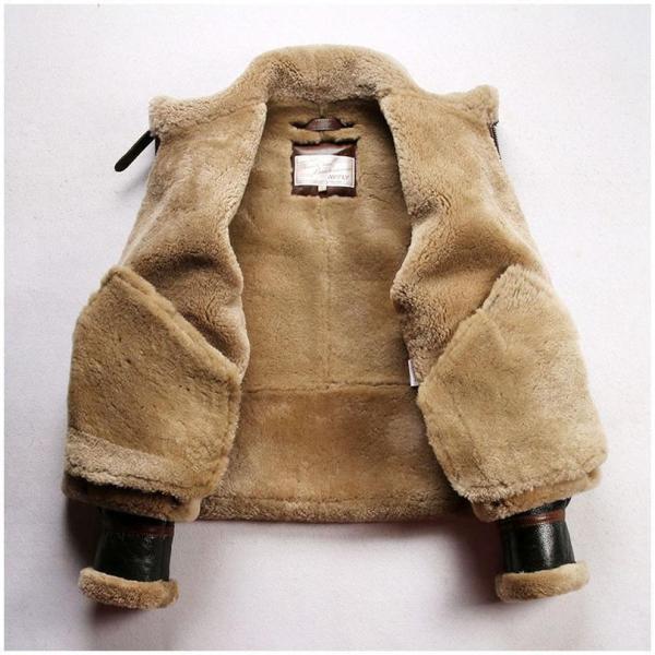 6ムートンジャケット 復古調 本革フライトジャケット 切り替え 馬革