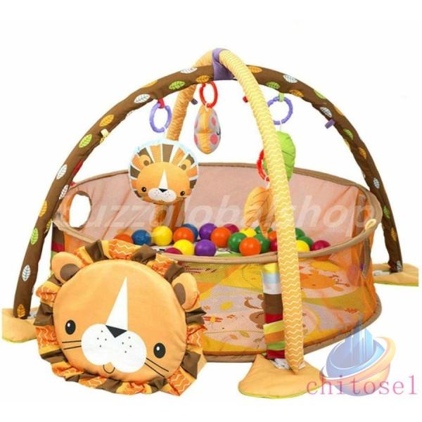ベビー ベビーおもちゃ プレイマット 0か月 赤ちゃん 幼児 子ども ジムゾンチープレイジム メリー 折り畳み式 円形 安全 保護ネット 出産祝いプレゼント_3
