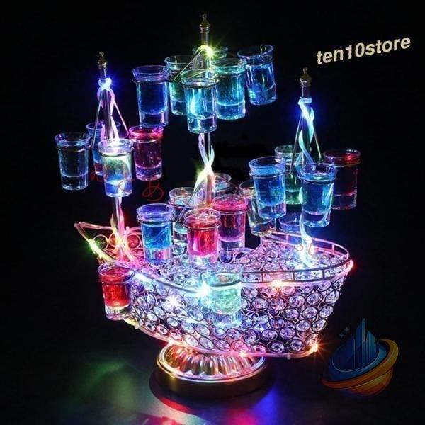幻の船 LED酒ボトルの表示棚 24カップ バーホテルLED酒棚の表示棚 酒器ゾンチー幻の船を実現 船型酒棚 テキーラ観覧車 パーティ 開店祝い ワイングラス別売り