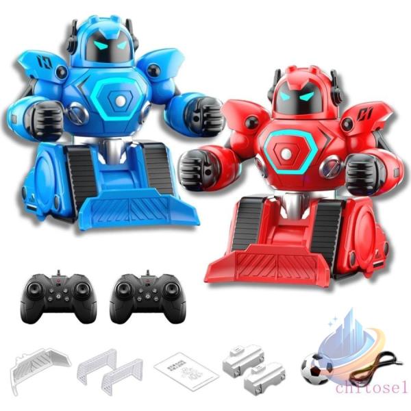 旋風ストライクバトル ラジコンロボットセット おもちゃ インタラクティブボクシングゾンチーフットボールファイティング 2台 USB充電式 青と赤 使いやすい