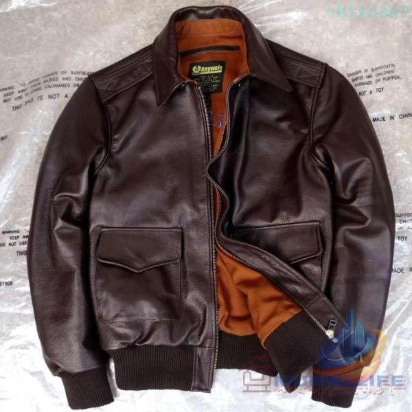 新入荷☆ステアハイド 復刻 A-2 ミルスペックタグ フライトジャケット ダークブラウンゾンチーボマーボンバー オイルレザー 牛革 着回し きれいめ カジュアル