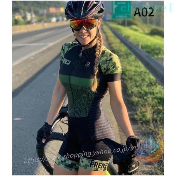 トライアスロンウェア レディース 女性 職業 トライアスロンスーツ 服 サイクリングスキンゾンチースーツボディセット ロンパース 着回し 体型カバー 上品見え_2