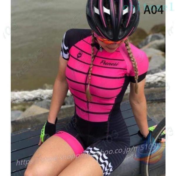 トライアスロンウェア レディース 女性 職業 トライアスロンスーツ 服 サイクリングスキンゾンチースーツボディセット ロンパース 着回し 体型カバー 上品見え_4